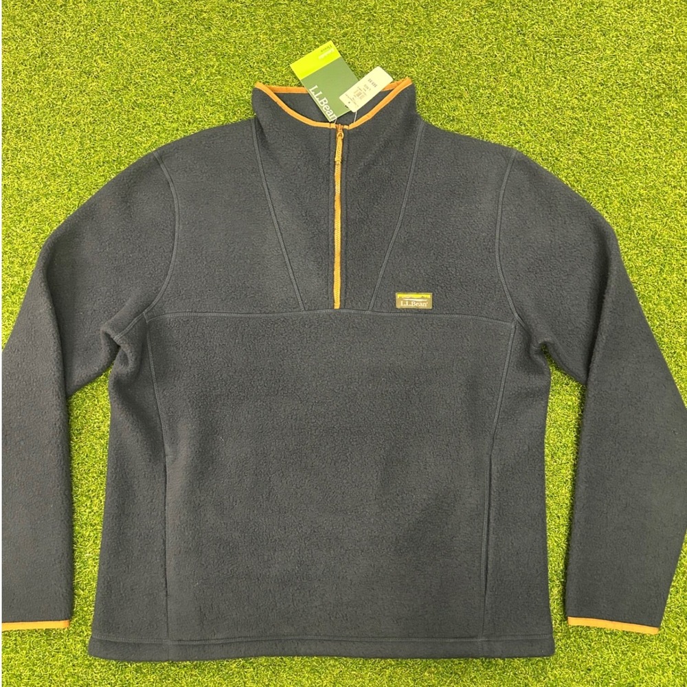 LL Bean Katahdin Fleece Pullover Mens Large Navy Blue Quarter Zip 511605 NEW